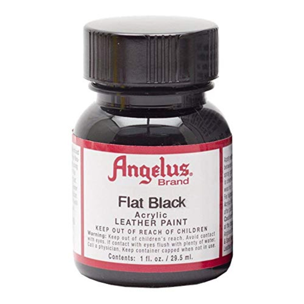Angelus Shoe Polish - Acrylic Leather Paint - 1 oz. Bottle - Flat Black